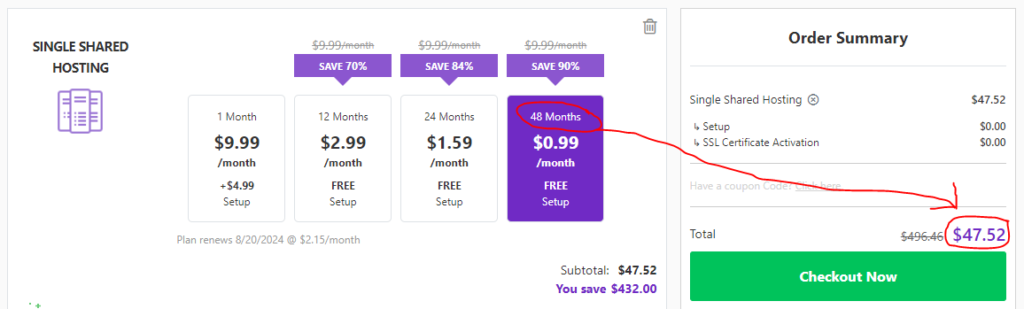 hostinger hosting pricing plan