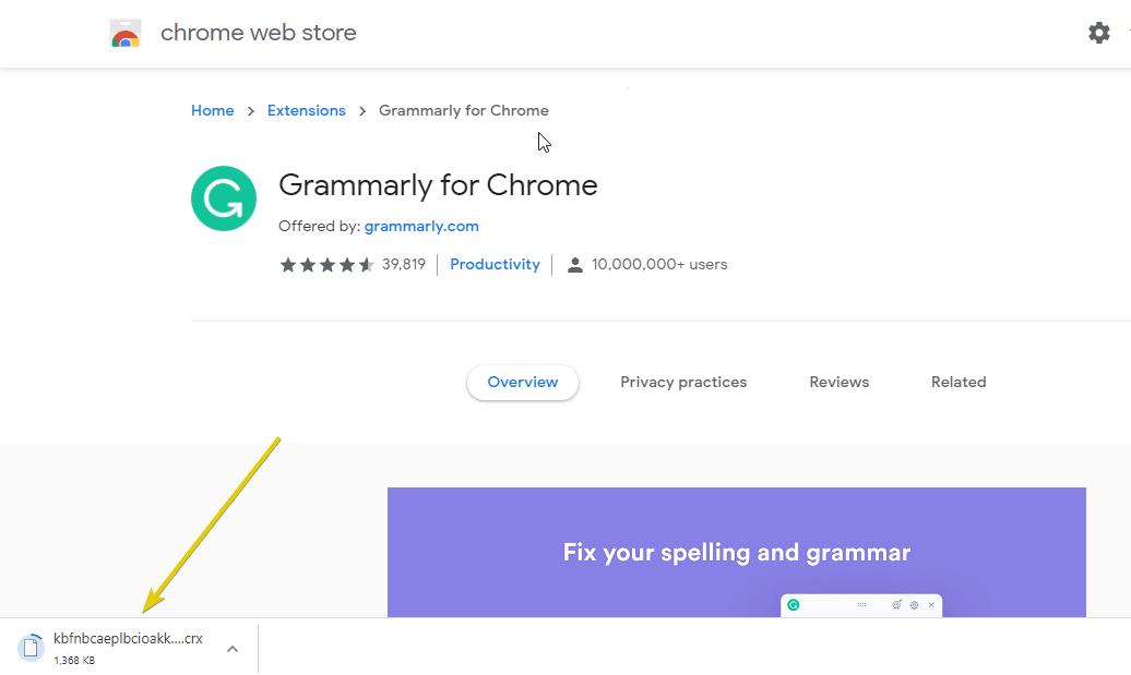 4th step to add grammarly extension